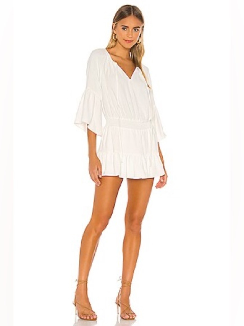 Amanda Uprichard - Alena Flutter Romper in Cream Summer